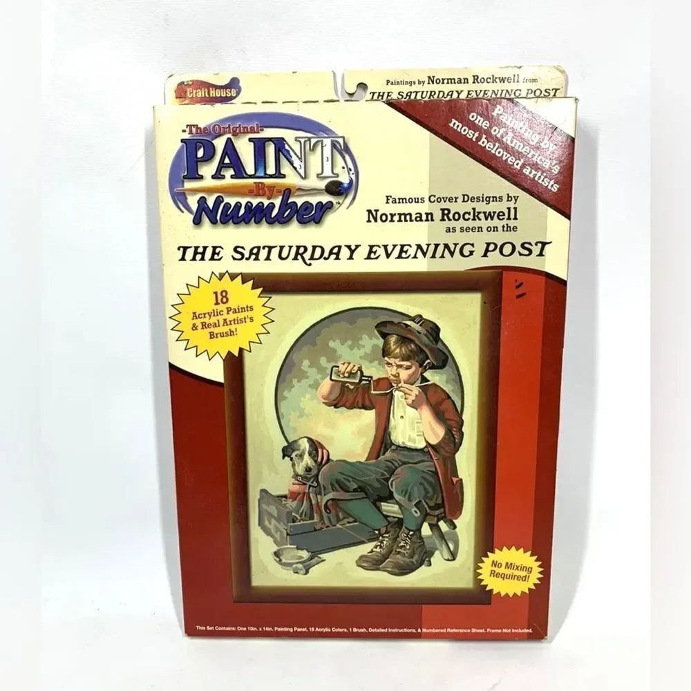 Vintage Paint By Number Norman Rockwell Saturday Evening Post PUPPY LOVE NIB